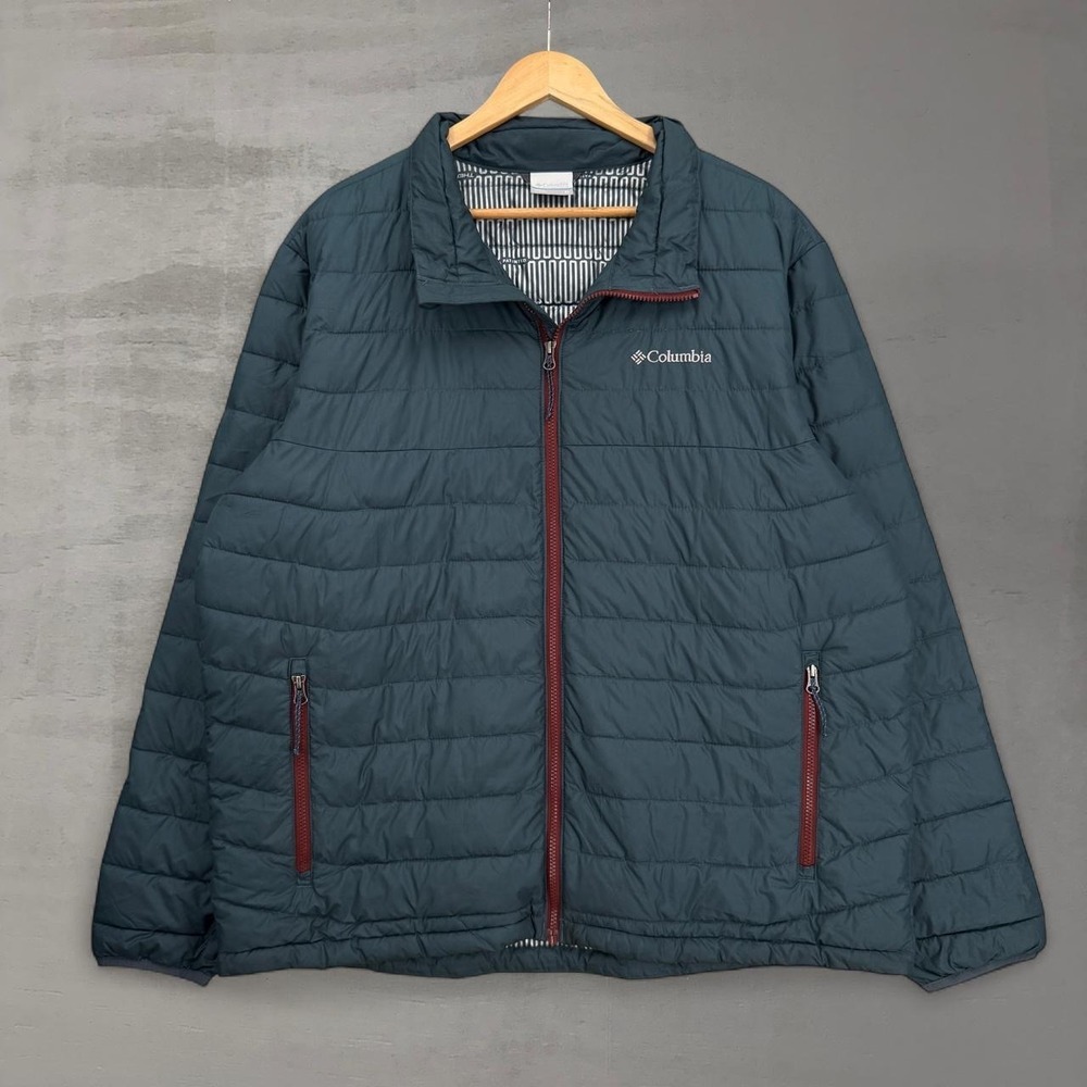 Columbia Oyanta Trail Coil Puffer Jacket Teal Blue Omni-Heat Quilted Full Zip XL